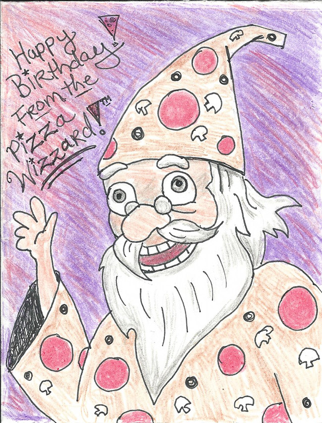 Pizza Wizard Birthday Card Front